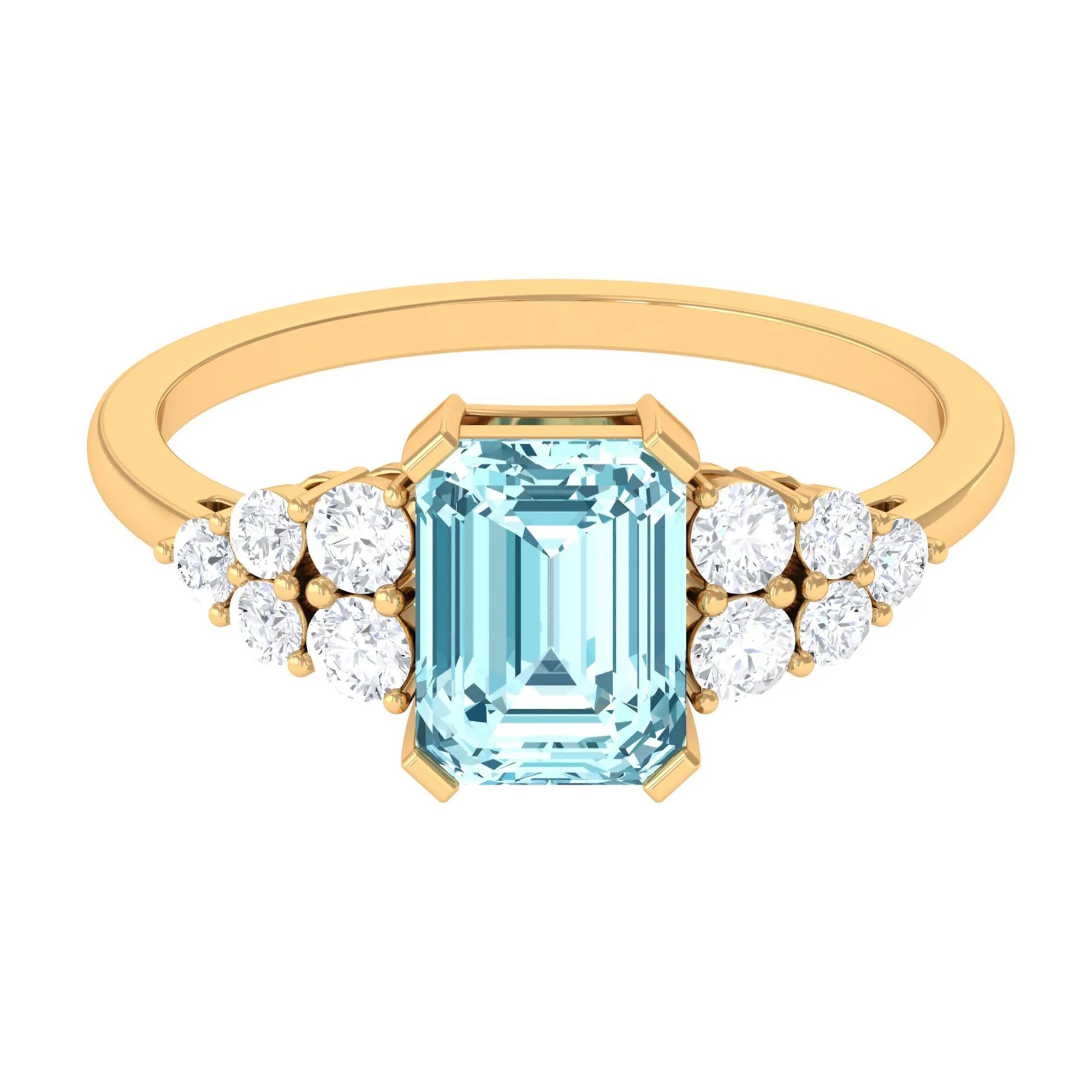 Designer Aquamarine Solitaire Engagement Ring with Diamond