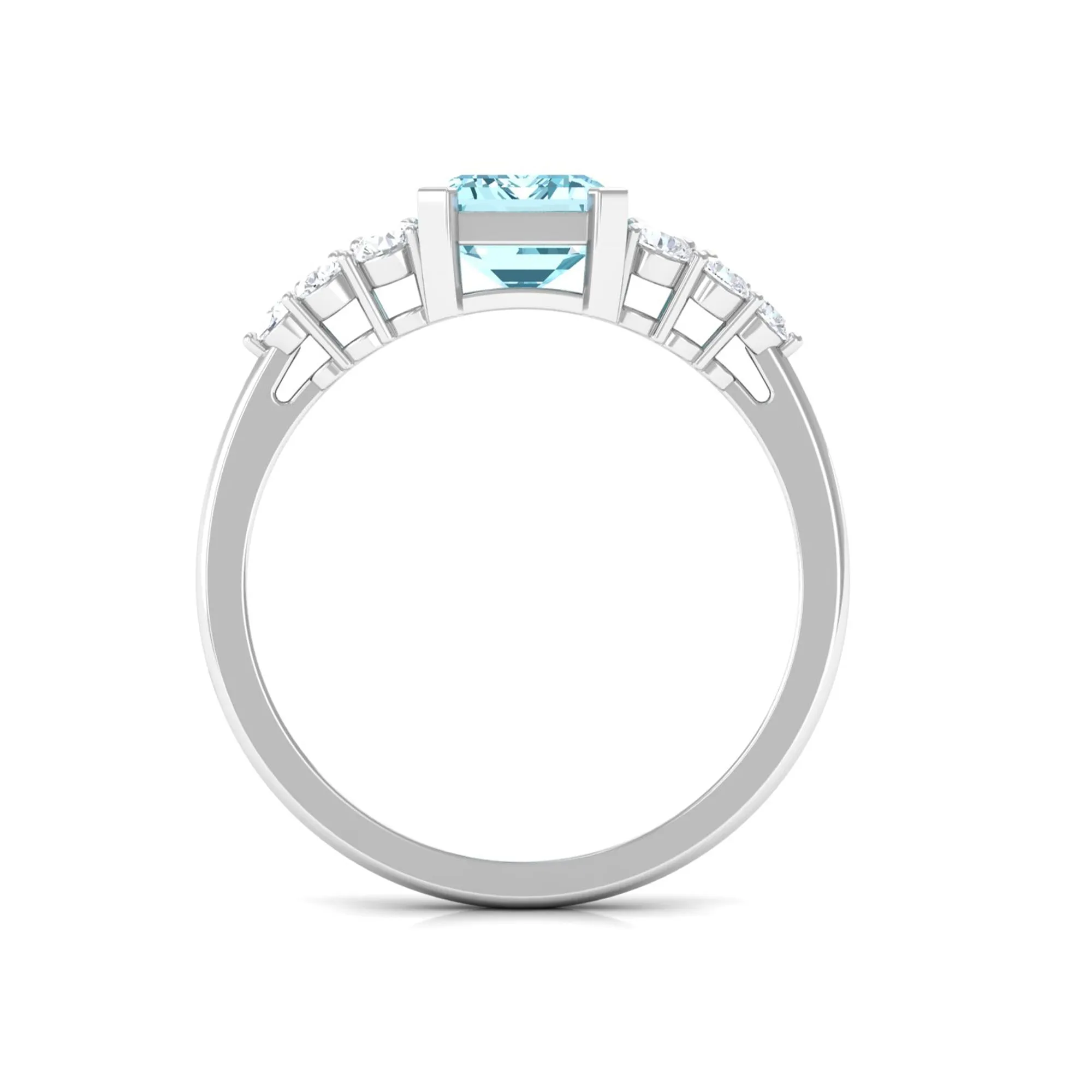 Designer Aquamarine Solitaire Engagement Ring with Diamond