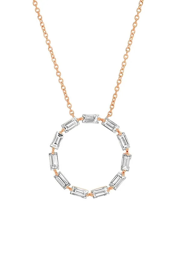 Diamond Baguette Circle Necklace