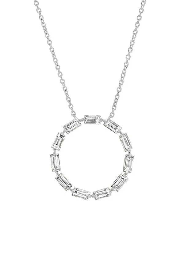 Diamond Baguette Circle Necklace