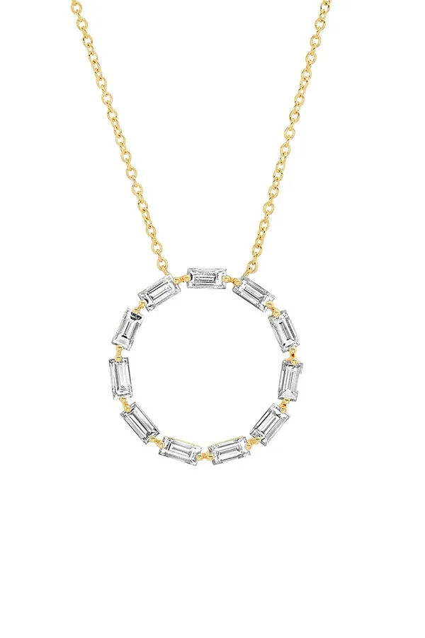 Diamond Baguette Circle Necklace