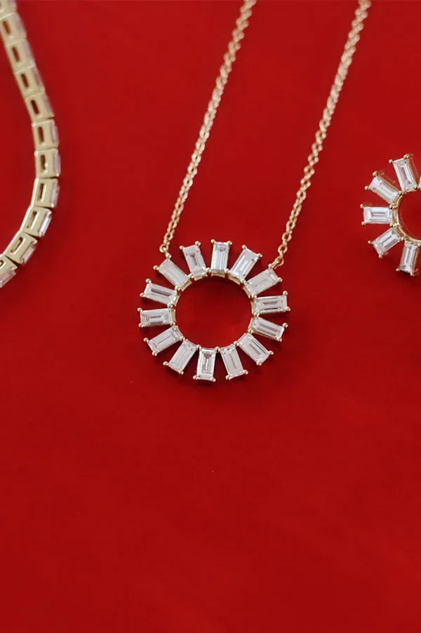 Diamond Baguette Color Wheel Necklace