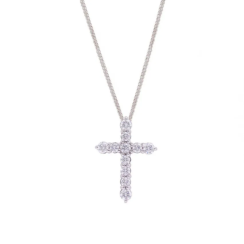 Diamond Cross Necklace in White Gold