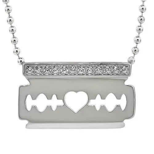 Diamond Razor Blade Pendant and Chain