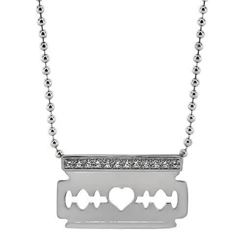 Diamond Razor Blade Pendant and Chain