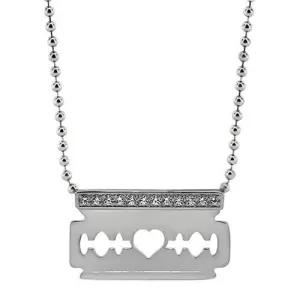 Diamond Razor Blade Pendant and Chain