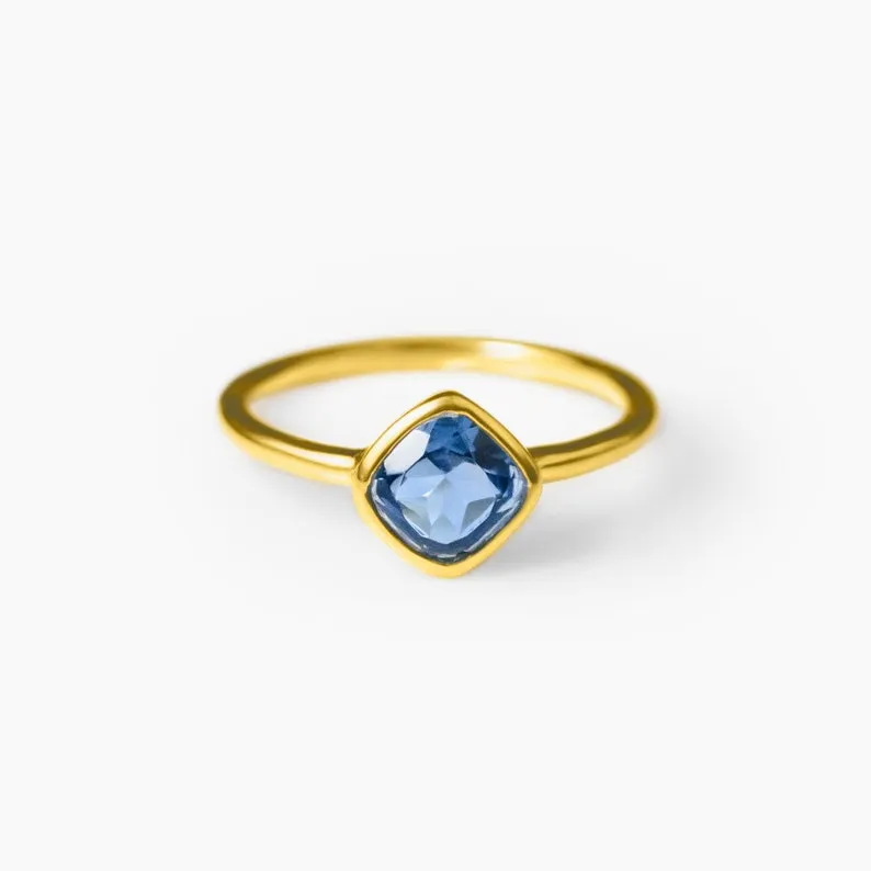 Diamond Shape Kyanite Quartz Stacking Ring • September Birthstone