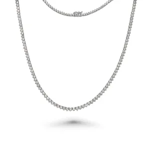 Diamond Tennis Necklace (13.00 ct.) 3 mm 3-Prongs Setting in 14K Gold