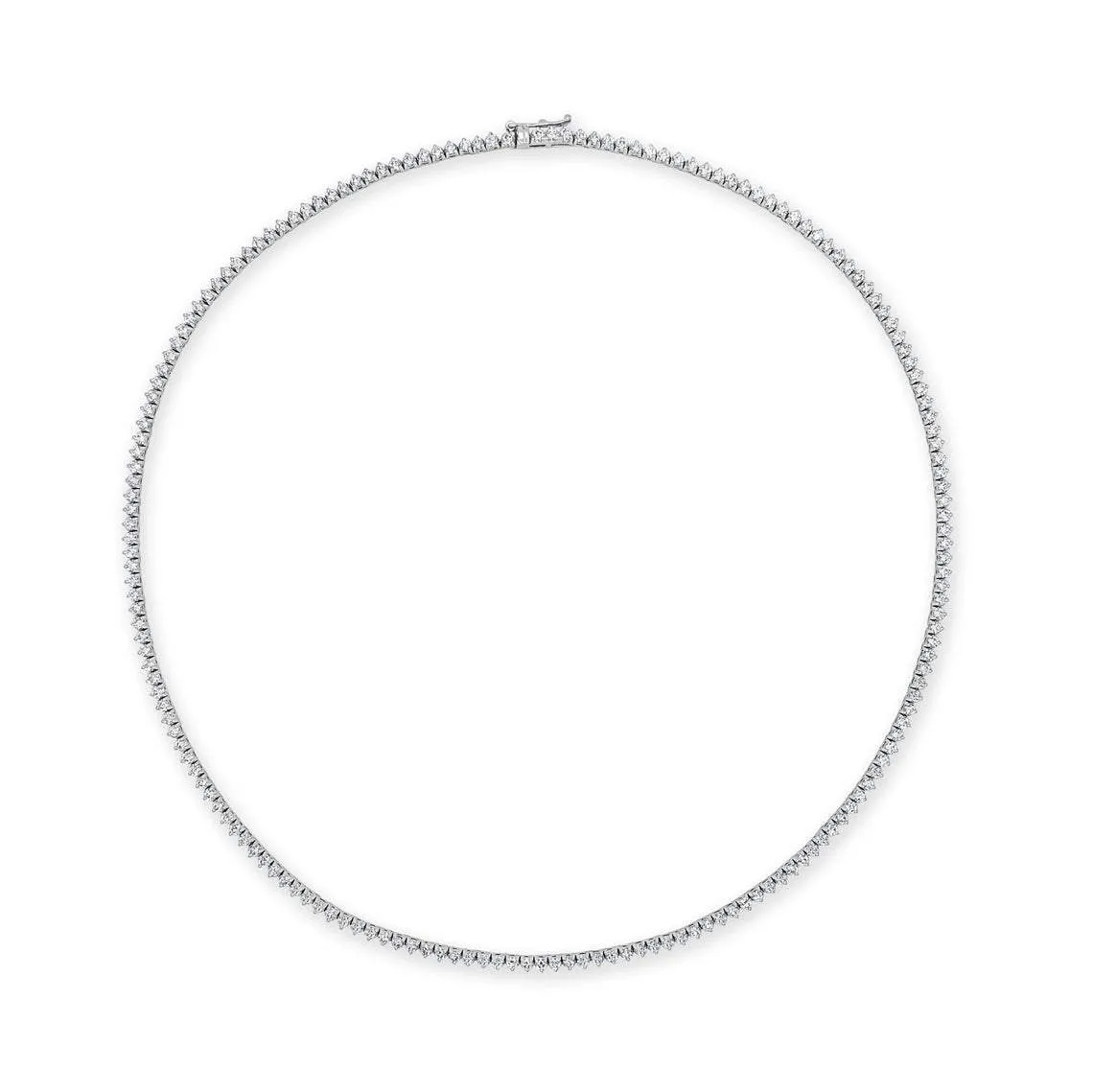 Diamond Tennis Necklace (13.00 ct.) 3 mm 3-Prongs Setting in 14K Gold