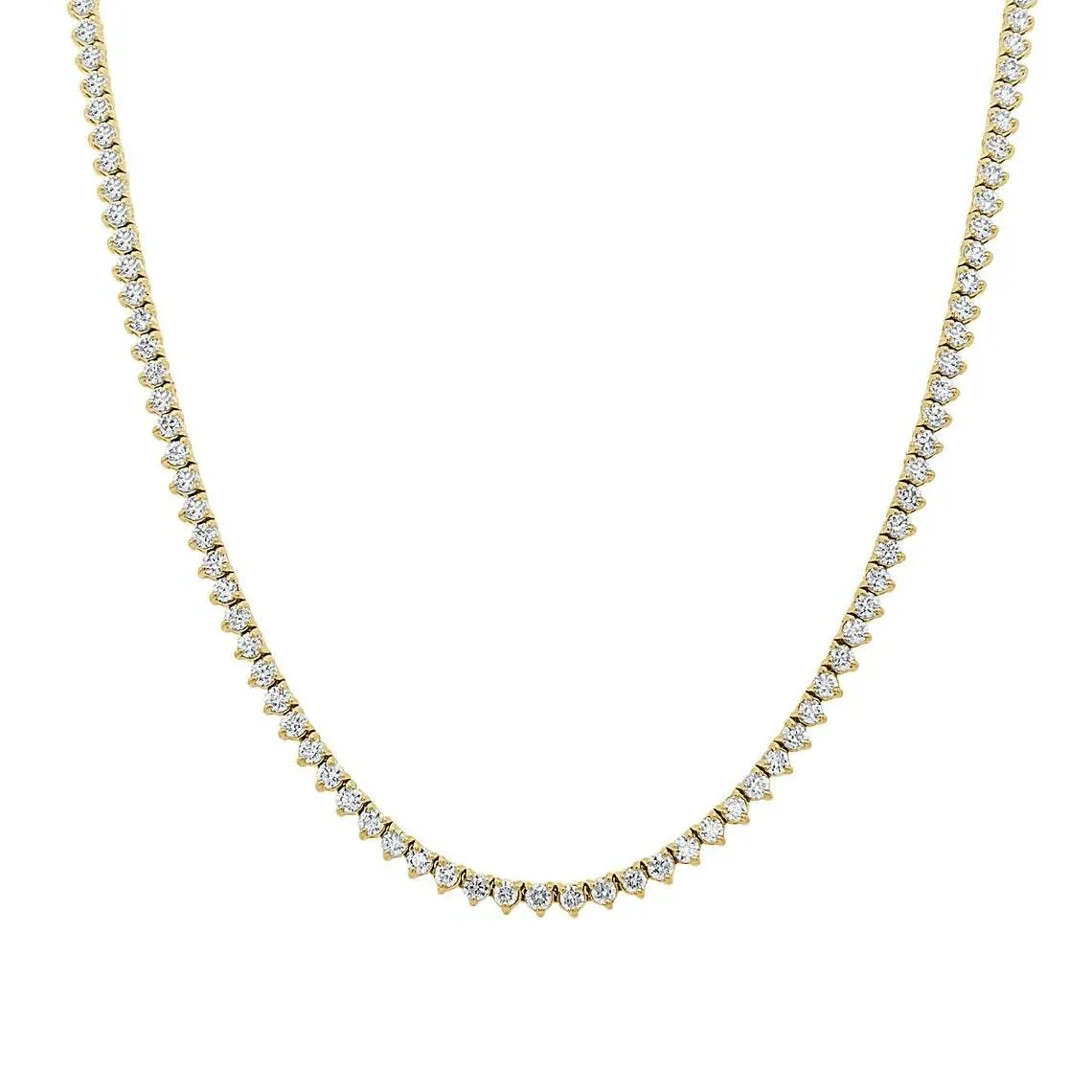 Diamond Tennis Necklace (13.00 ct.) 3 mm 3-Prongs Setting in 14K Gold