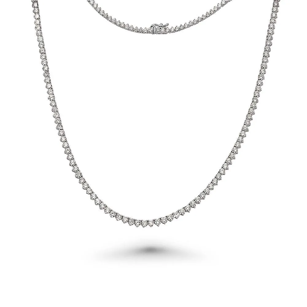 Diamond Tennis Necklace (13.00 ct.) 3 mm 3-Prongs Setting in 14K Gold