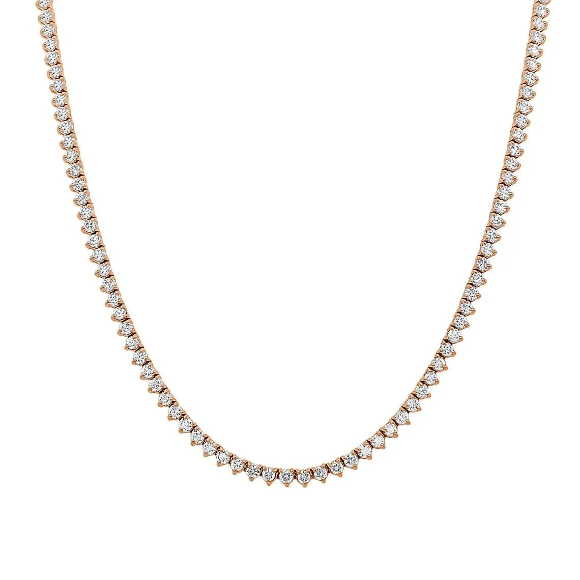 Diamond Tennis Necklace (13.00 ct.) 3 mm 3-Prongs Setting in 14K Gold