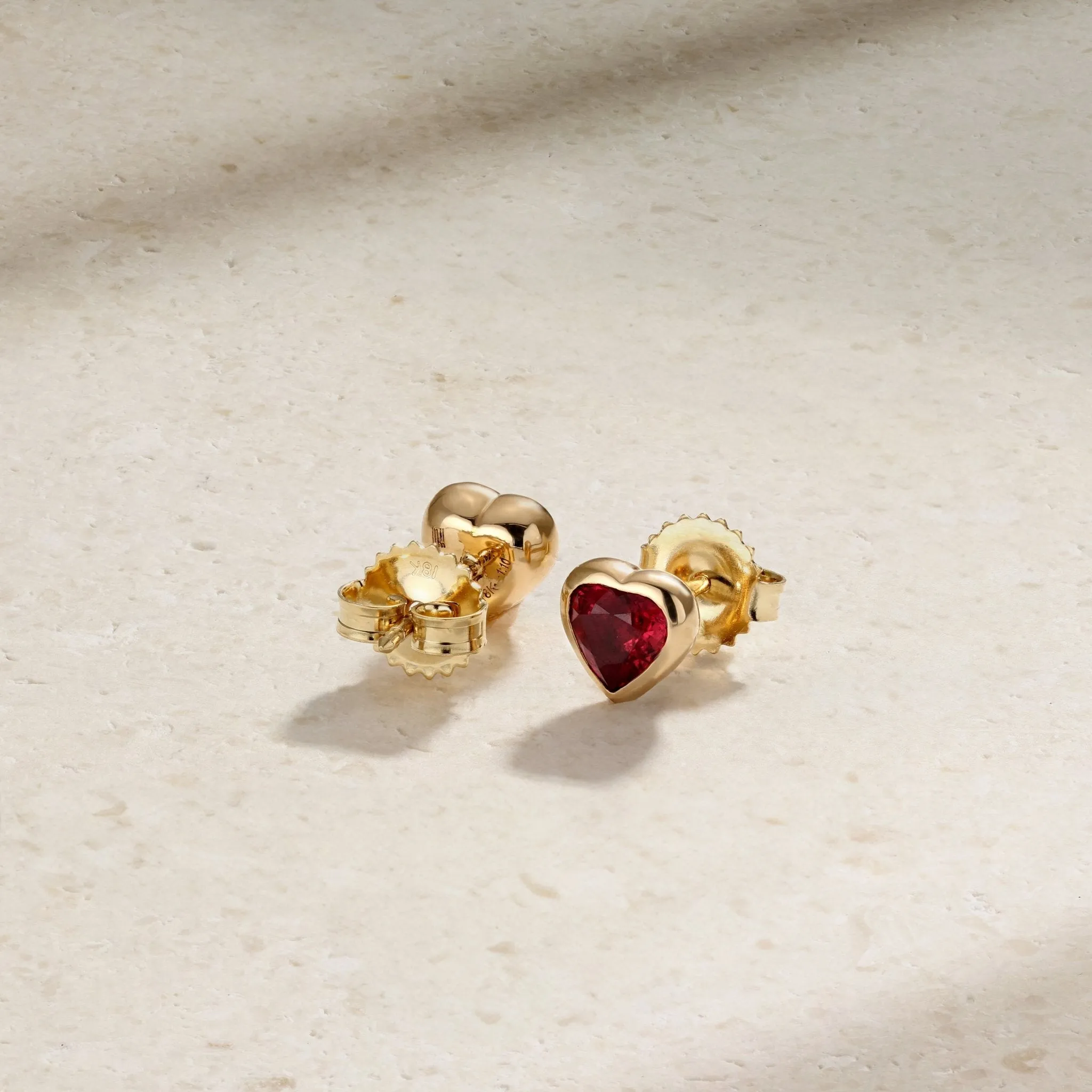 Dilara Bezel Set Ruby Stud Earrings