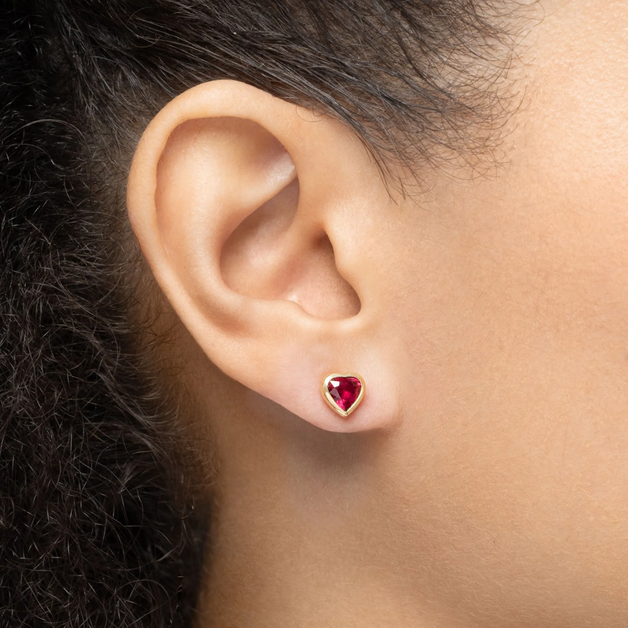 Dilara Bezel Set Ruby Stud Earrings