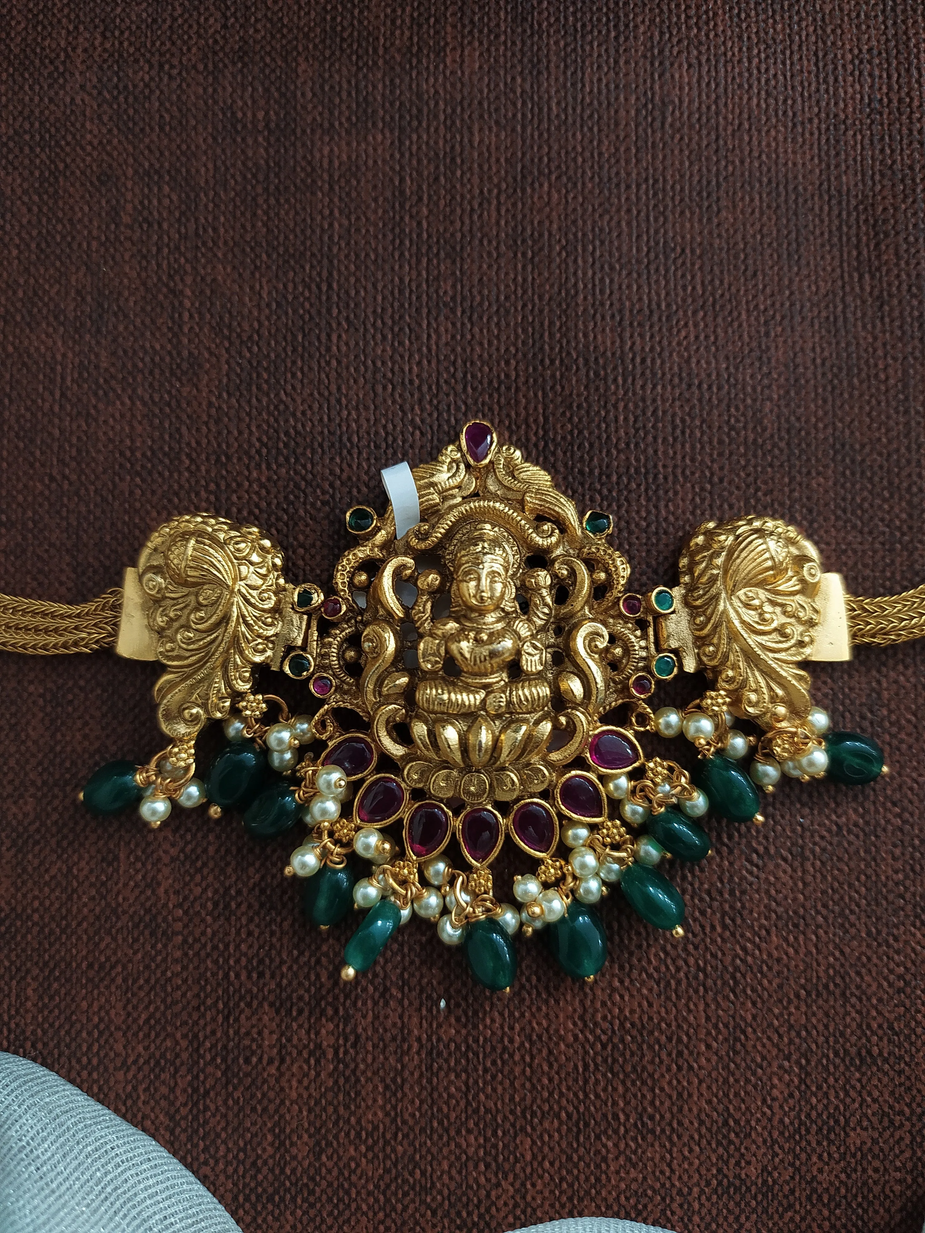 Divine Grace: Antique Choker Set Featuring Goddess Lakshmi Pendant