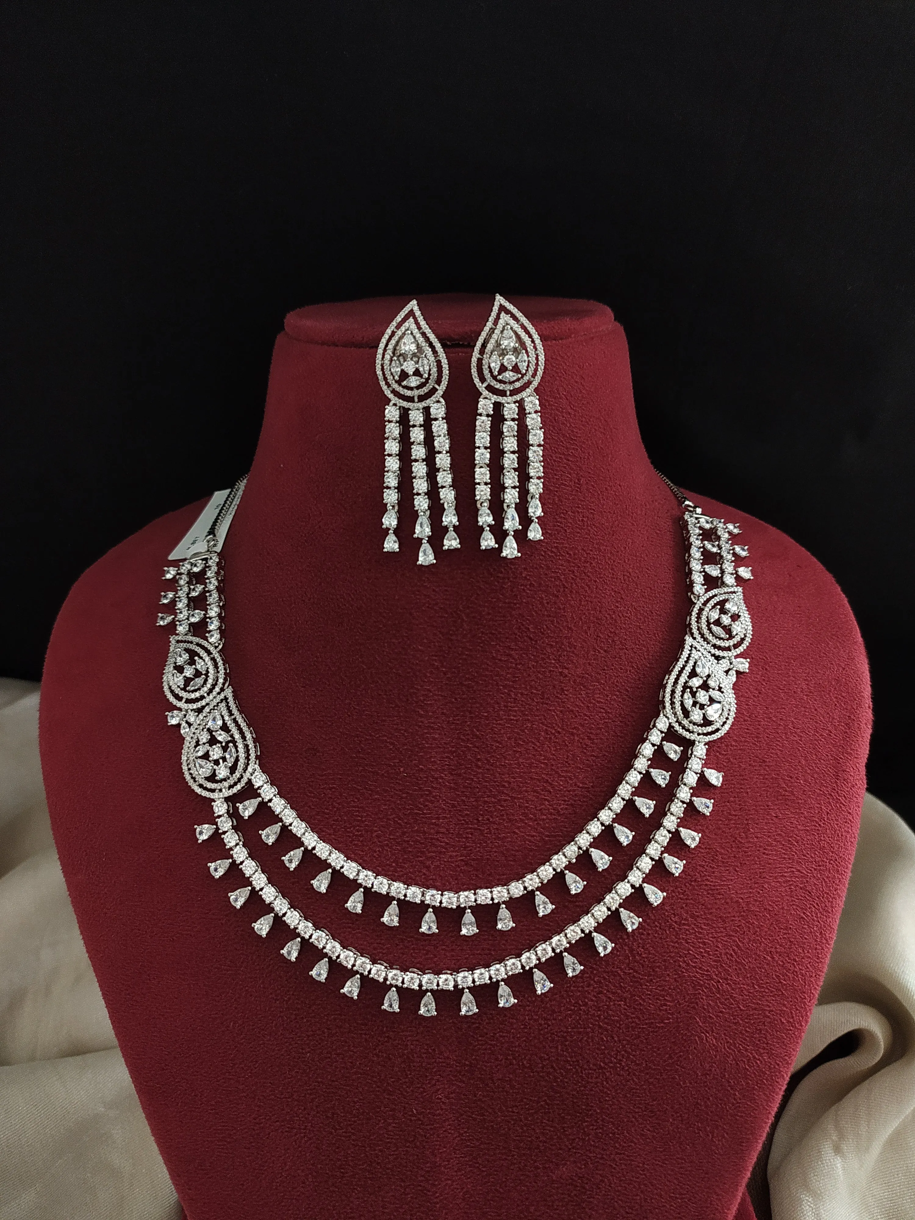 double Layered Zircon Necklace Set