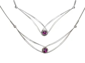 E. L. Designs Silver Collar/Choker Gemstone Necklaces NE62012RG