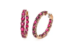 Earrings 18kt Gold Hoops Diamonds & Ruby