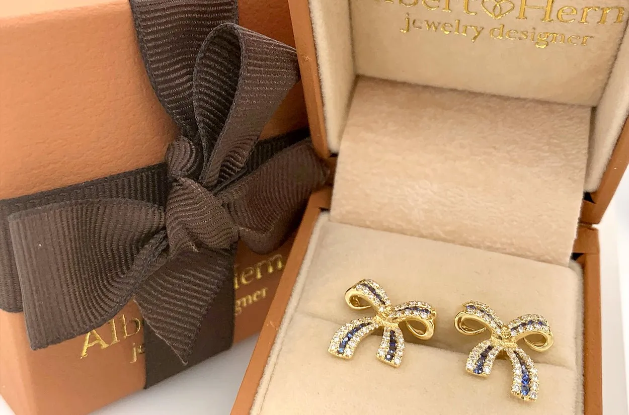 Earrings Bows 18kt Gold & Gemstones