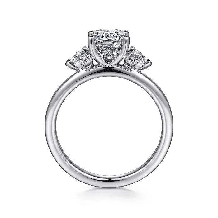 Elayna - 14K White Gold Round Three Stone Cluster Diamond Engagement Ring