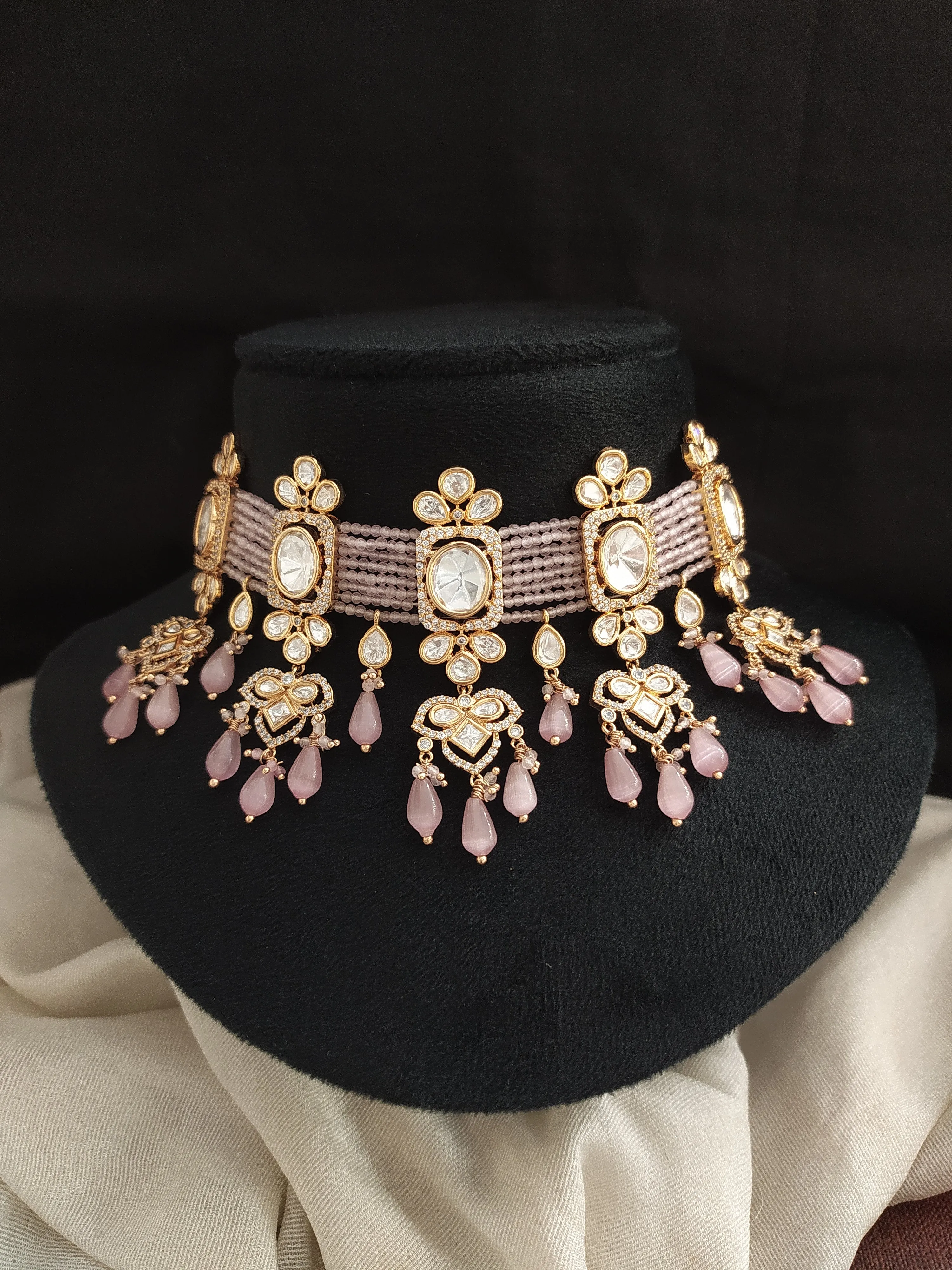 Elegant Kundan Pearl Choker Set in Trending Colors