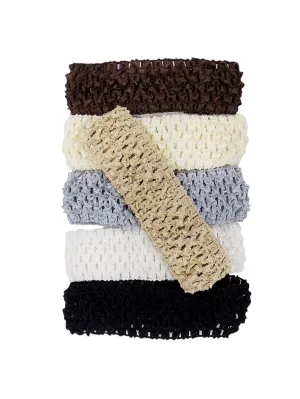 Everyday Basic Colors - 6 Pack 1.5" Elastic Crochet Headbands