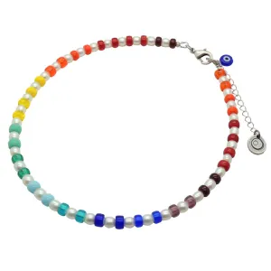 Evil Eye Charm Rainbow Spectrum Freshwater Pearl Choker