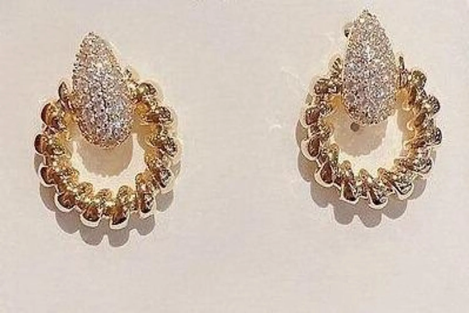 Exquisite Cubic Zircon Twisted Rope Gold Finish Studs