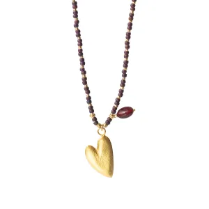 Fantasy Garnet Heart Gold Coloured Necklace - A Beautiful Story