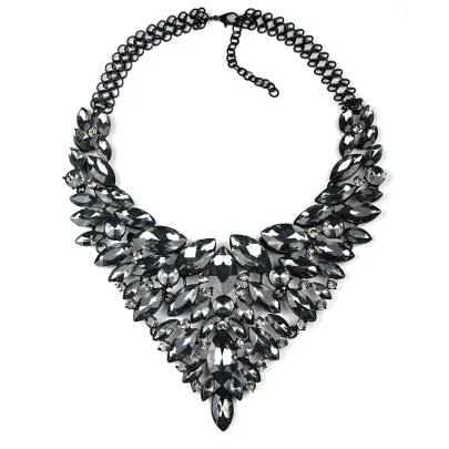 Fathion Exaggerated Rhinestone Feather Necklace