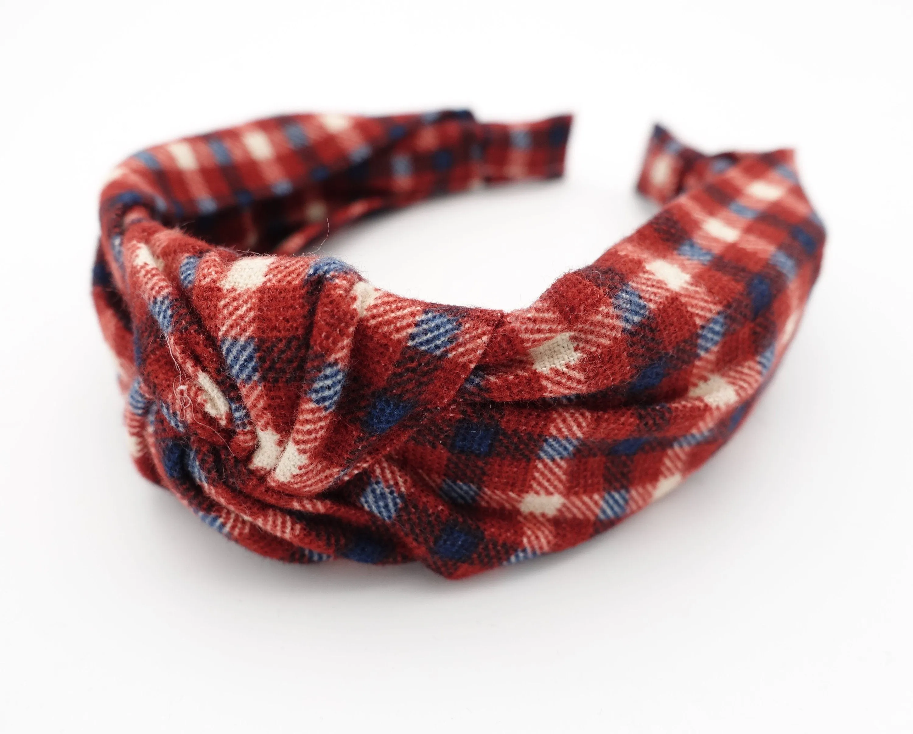 flannel knotted headband check pattern headband casual woman hairband woman hair accessories