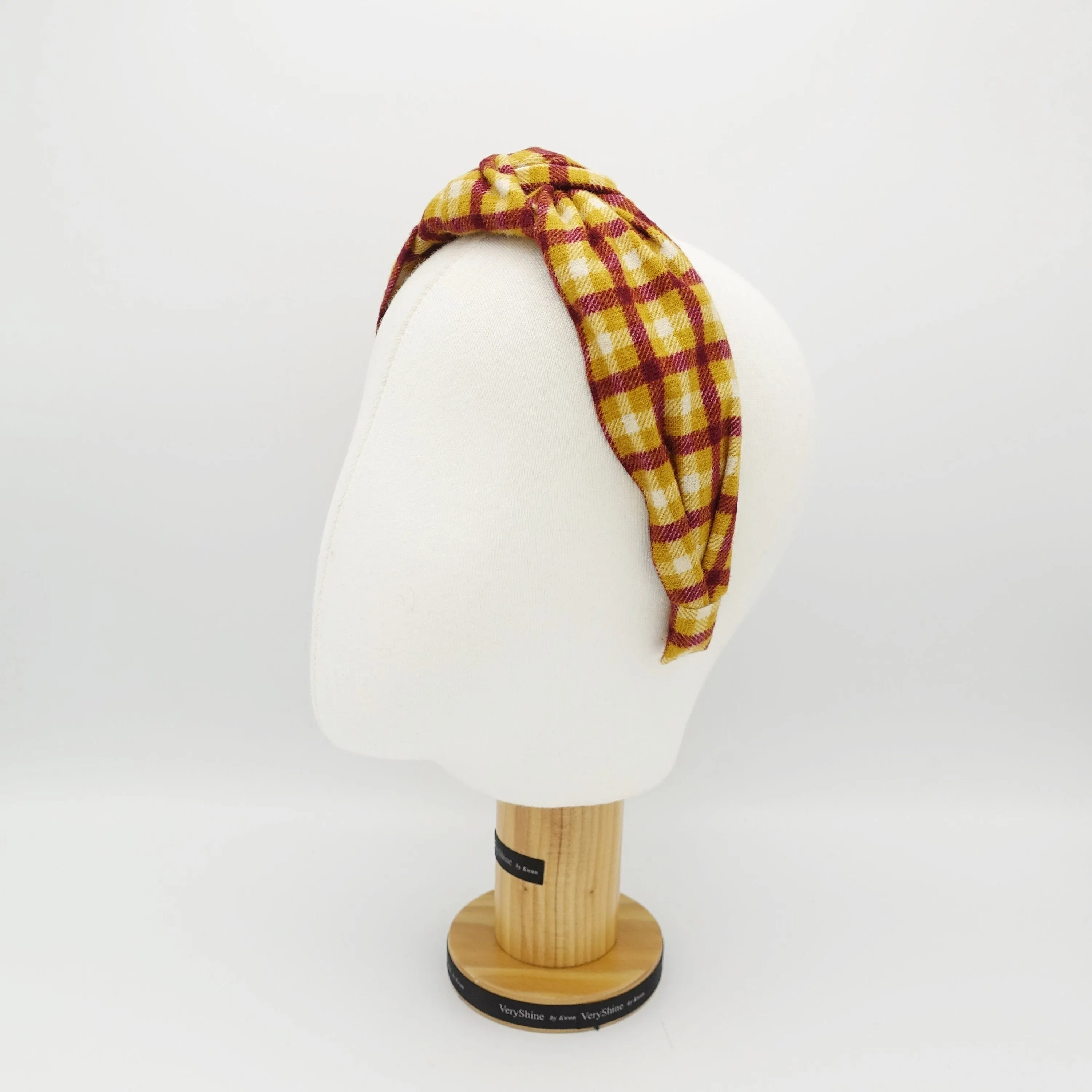 flannel knotted headband check pattern headband casual woman hairband woman hair accessories