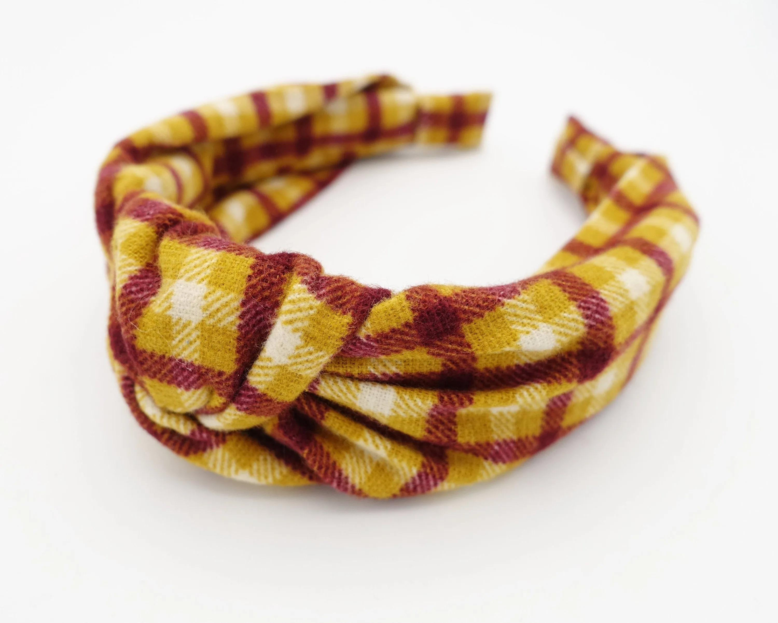 flannel knotted headband check pattern headband casual woman hairband woman hair accessories