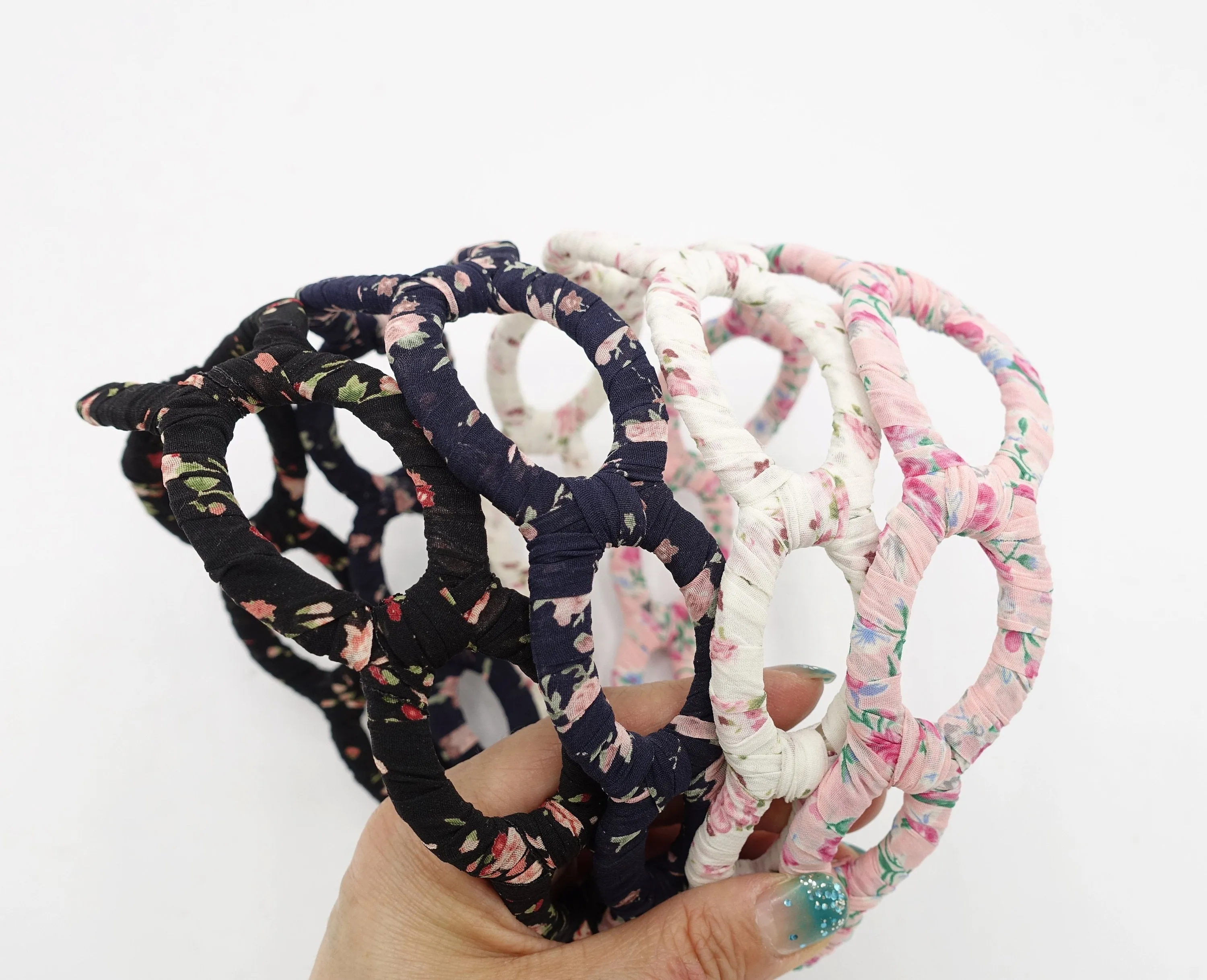 floral fabric wrap elliptical headband casual hair accessory for women