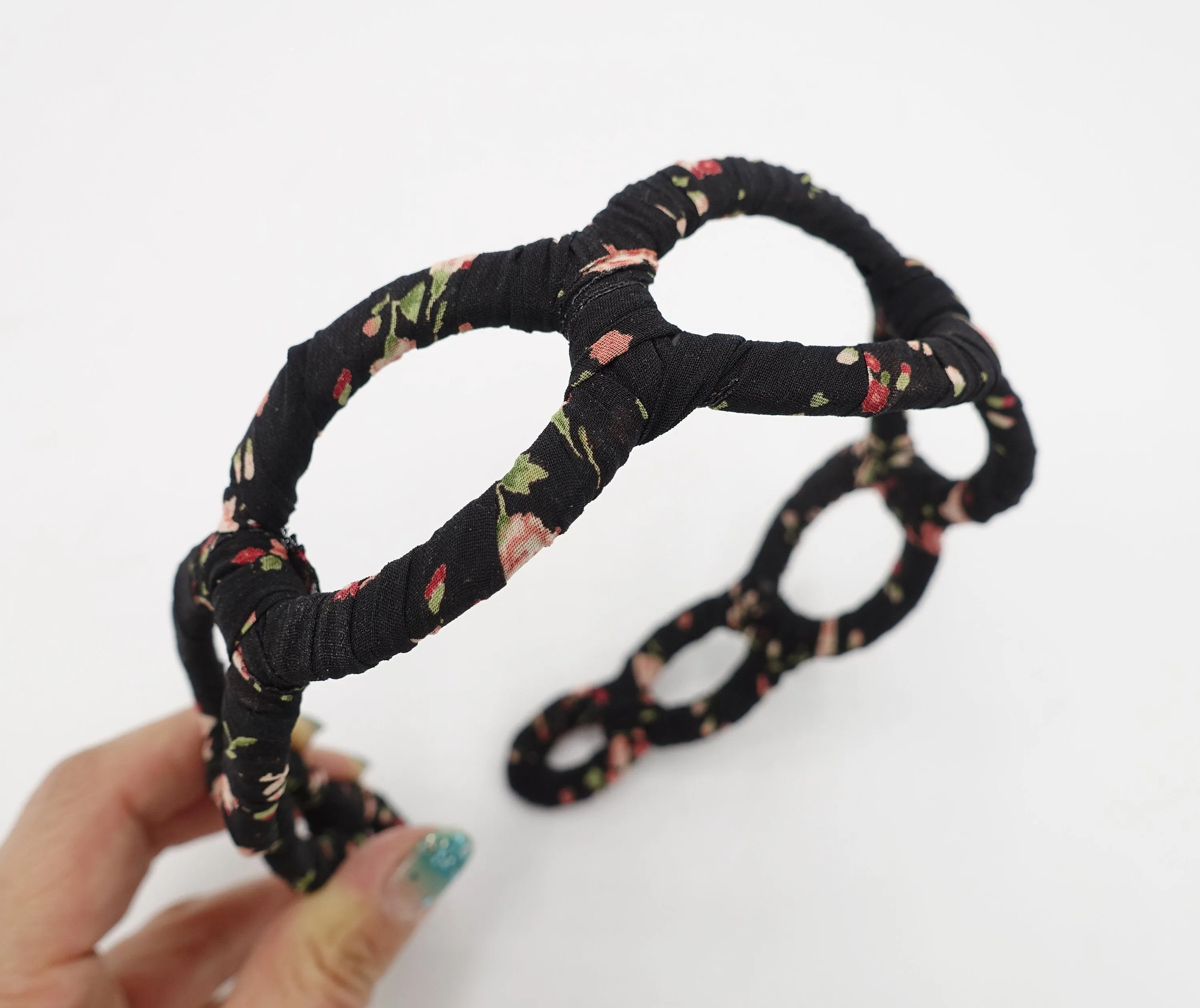 floral fabric wrap elliptical headband casual hair accessory for women