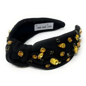 Game Day Black Yellow Jeweled Headband