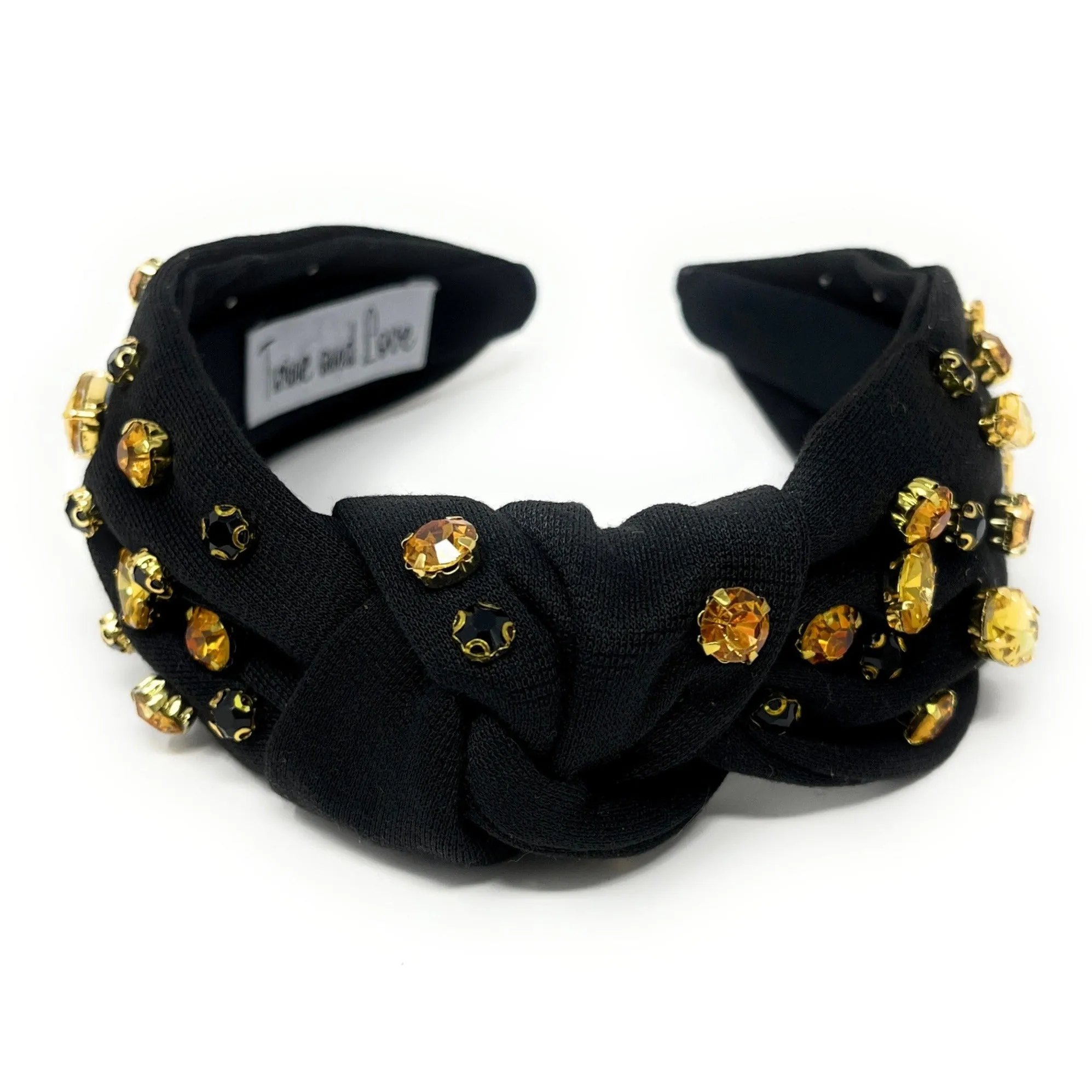 Game Day Black Yellow Jeweled Headband