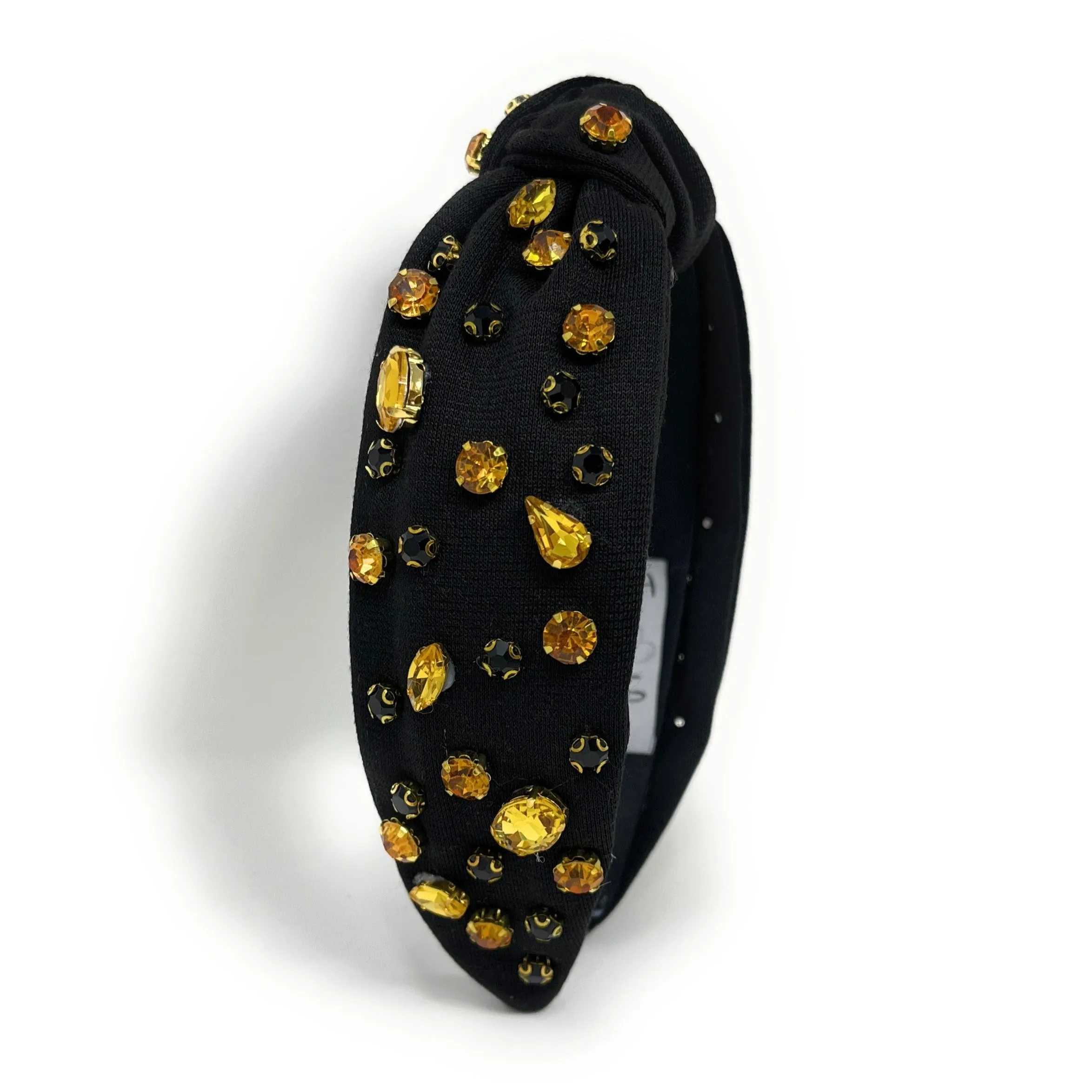 Game Day Black Yellow Jeweled Headband