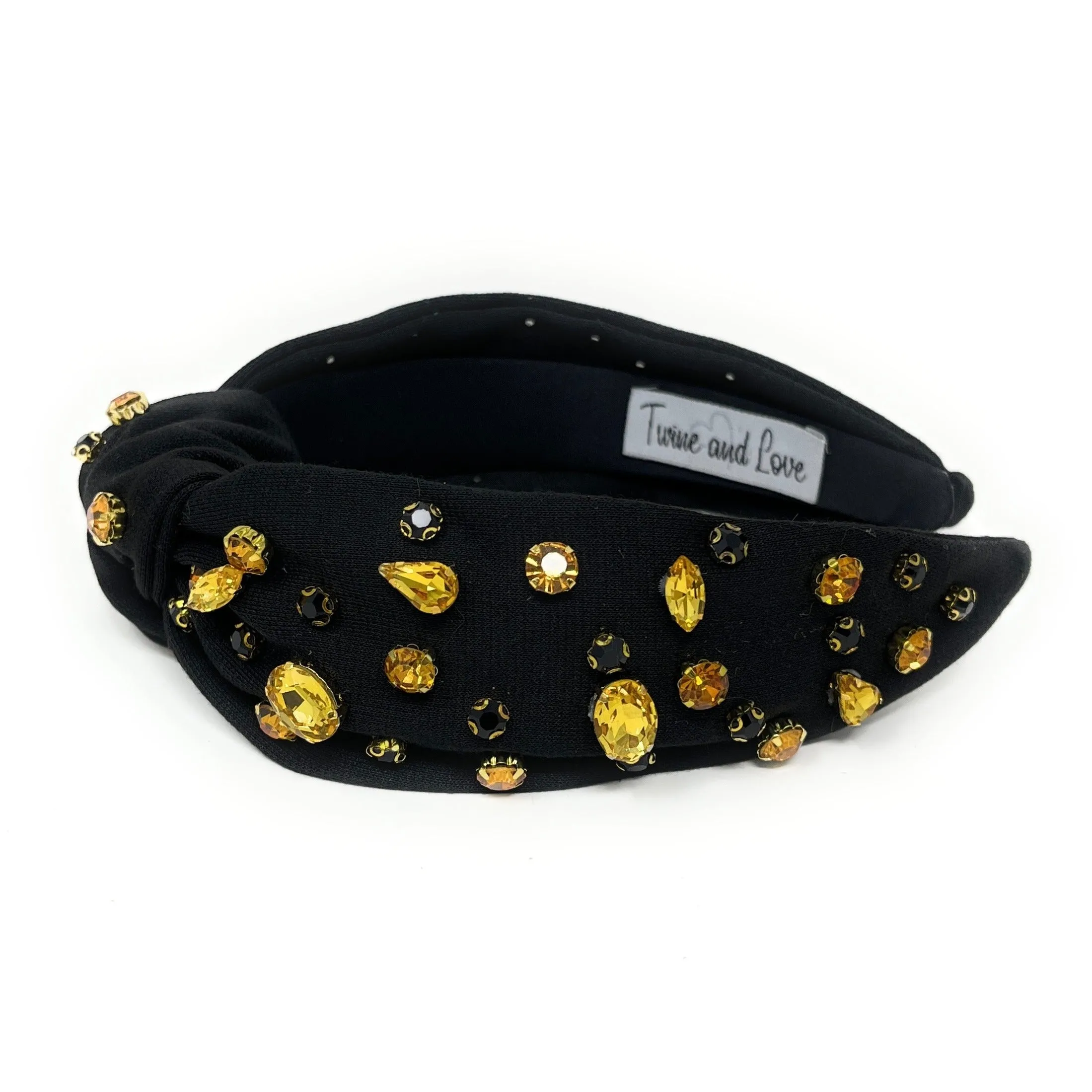 Game Day Black Yellow Jeweled Headband