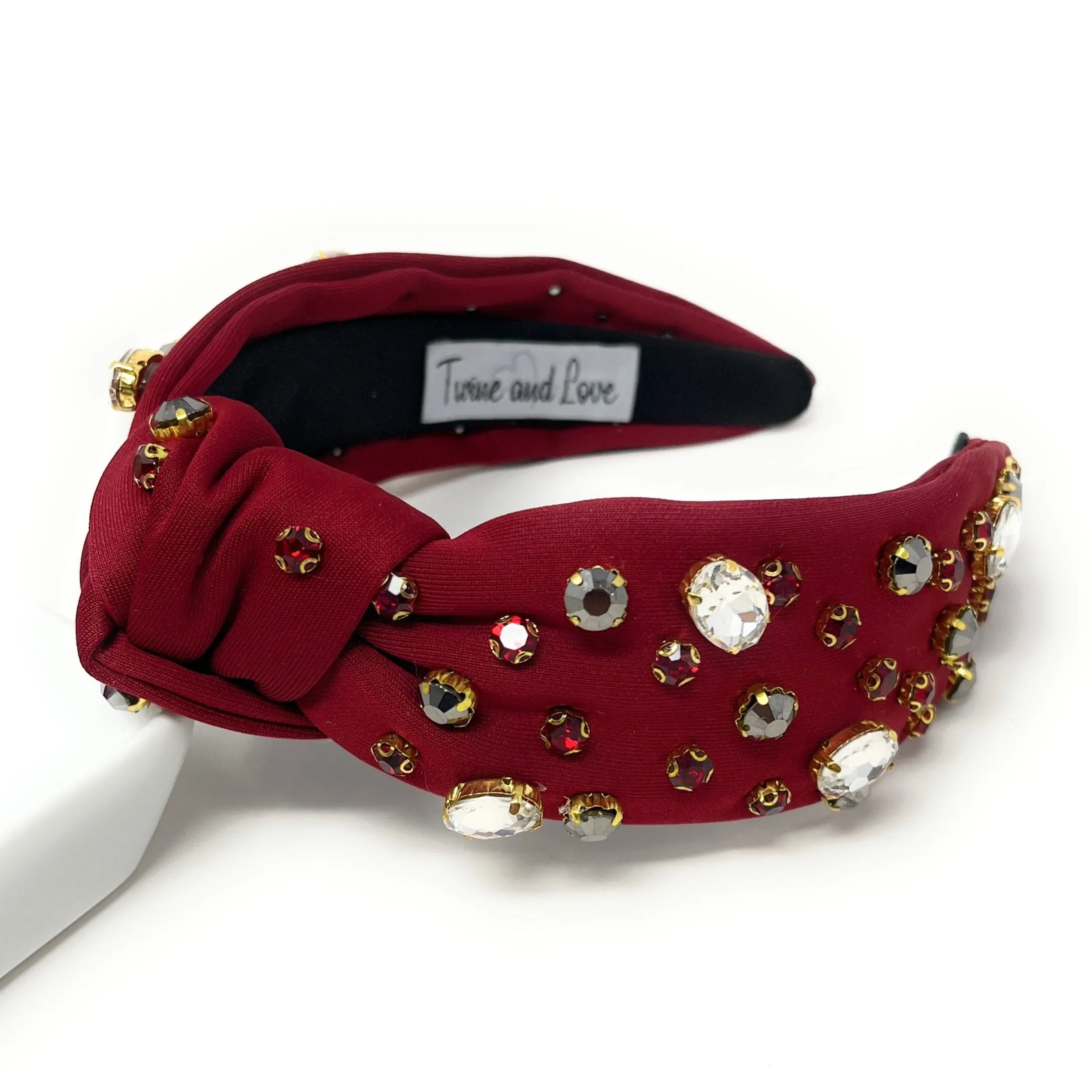 Game Day Crimson Red Knot Jeweled Headband