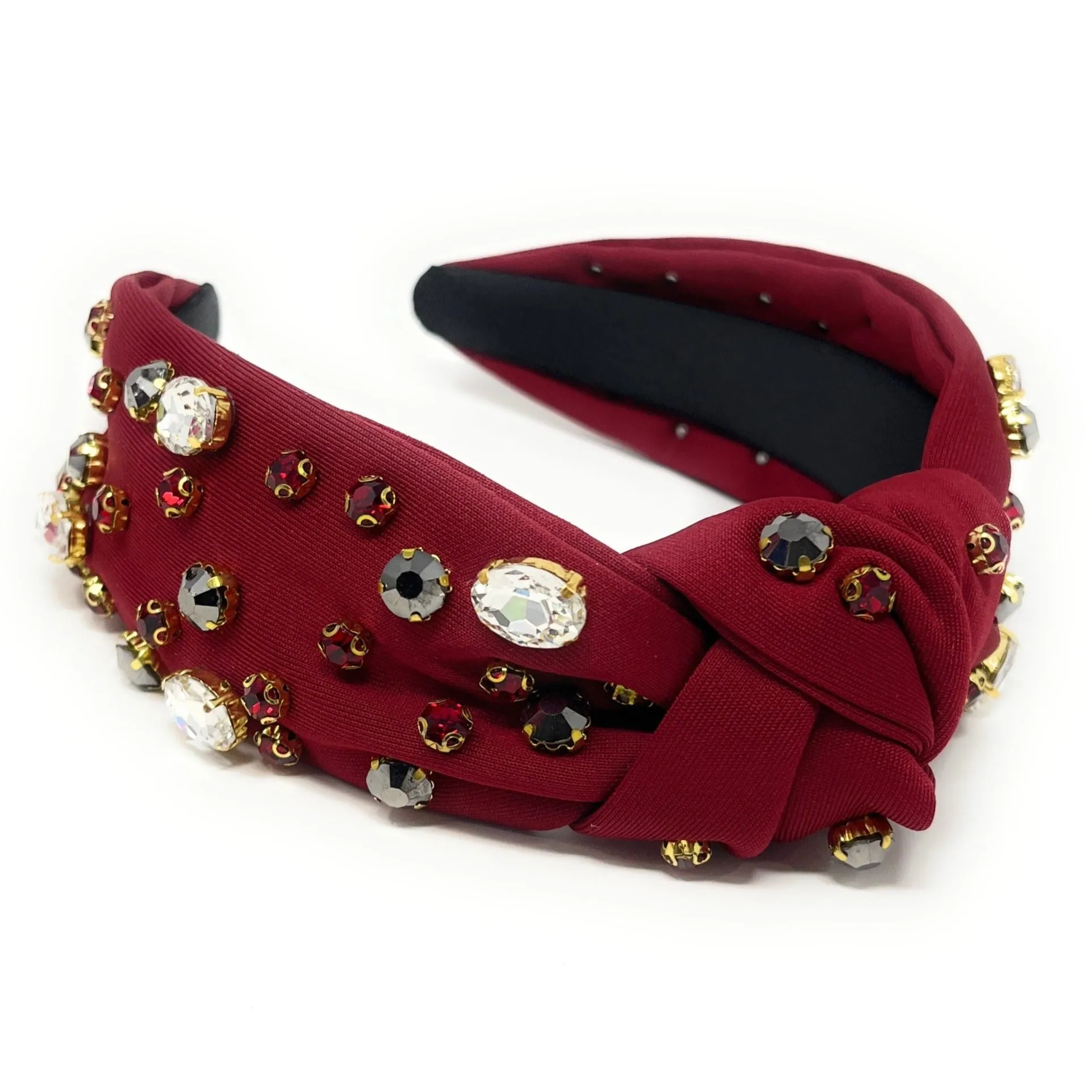 Game Day Crimson Red Knot Jeweled Headband