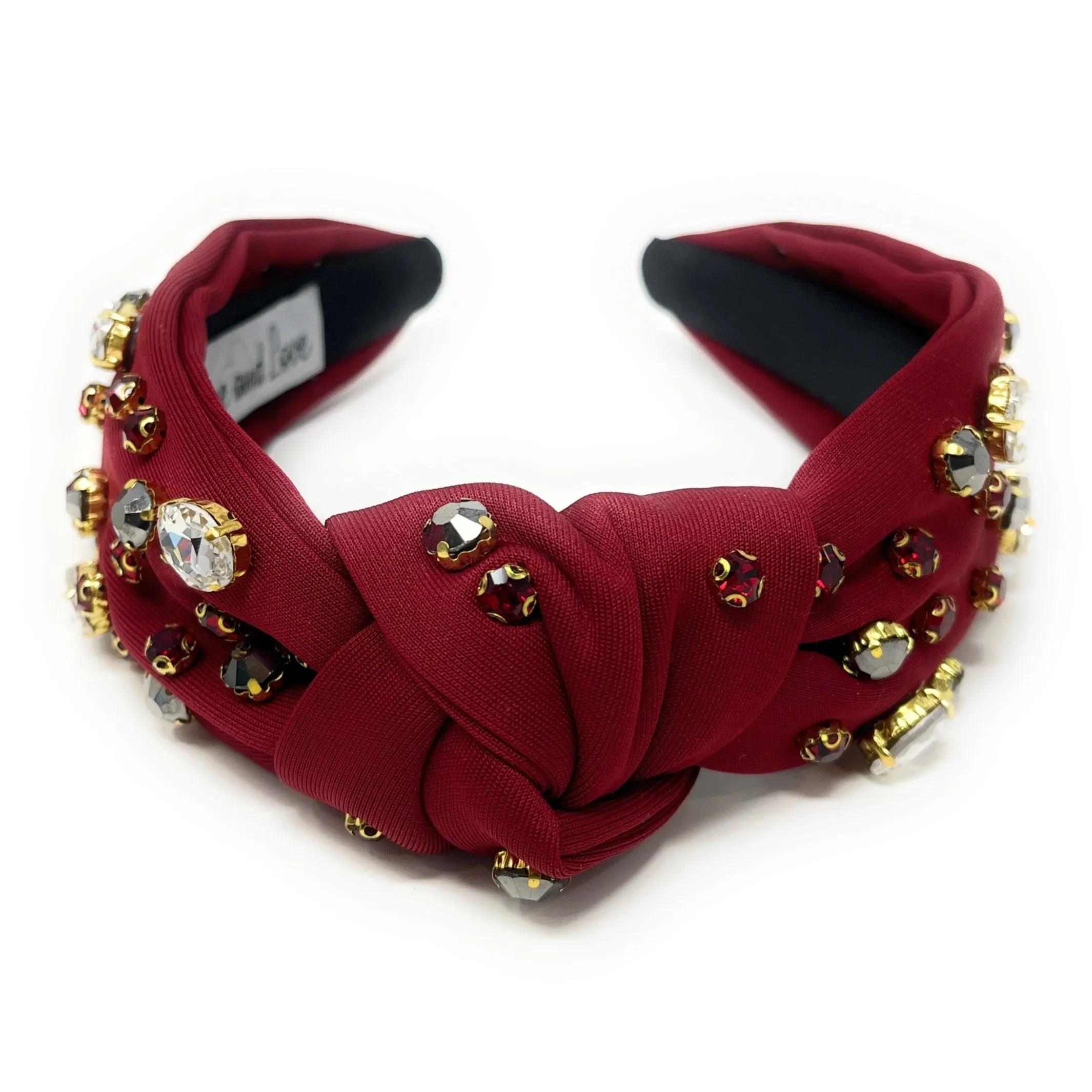 Game Day Crimson Red Knot Jeweled Headband