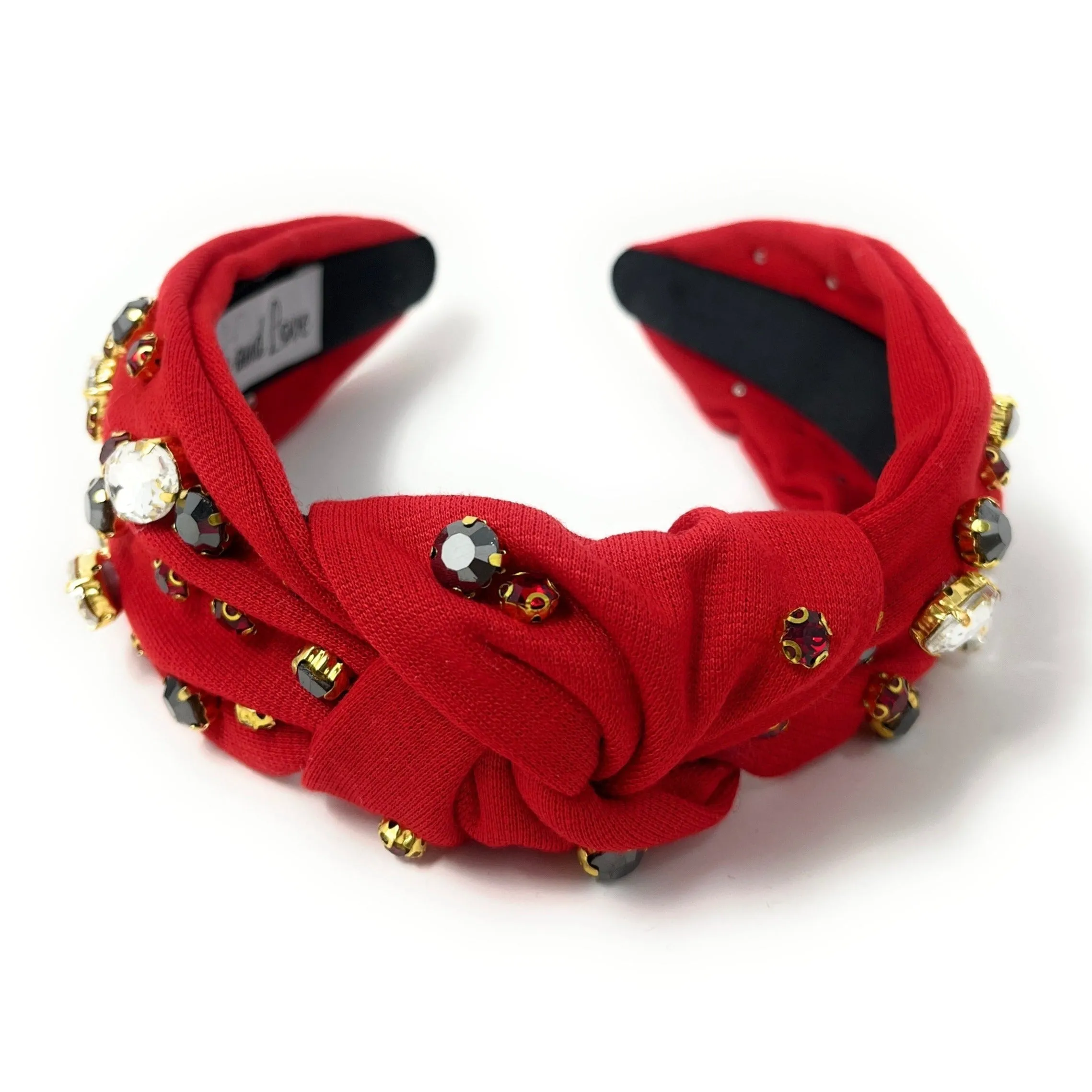 Game Day Red Gray Knot Jeweled Headband