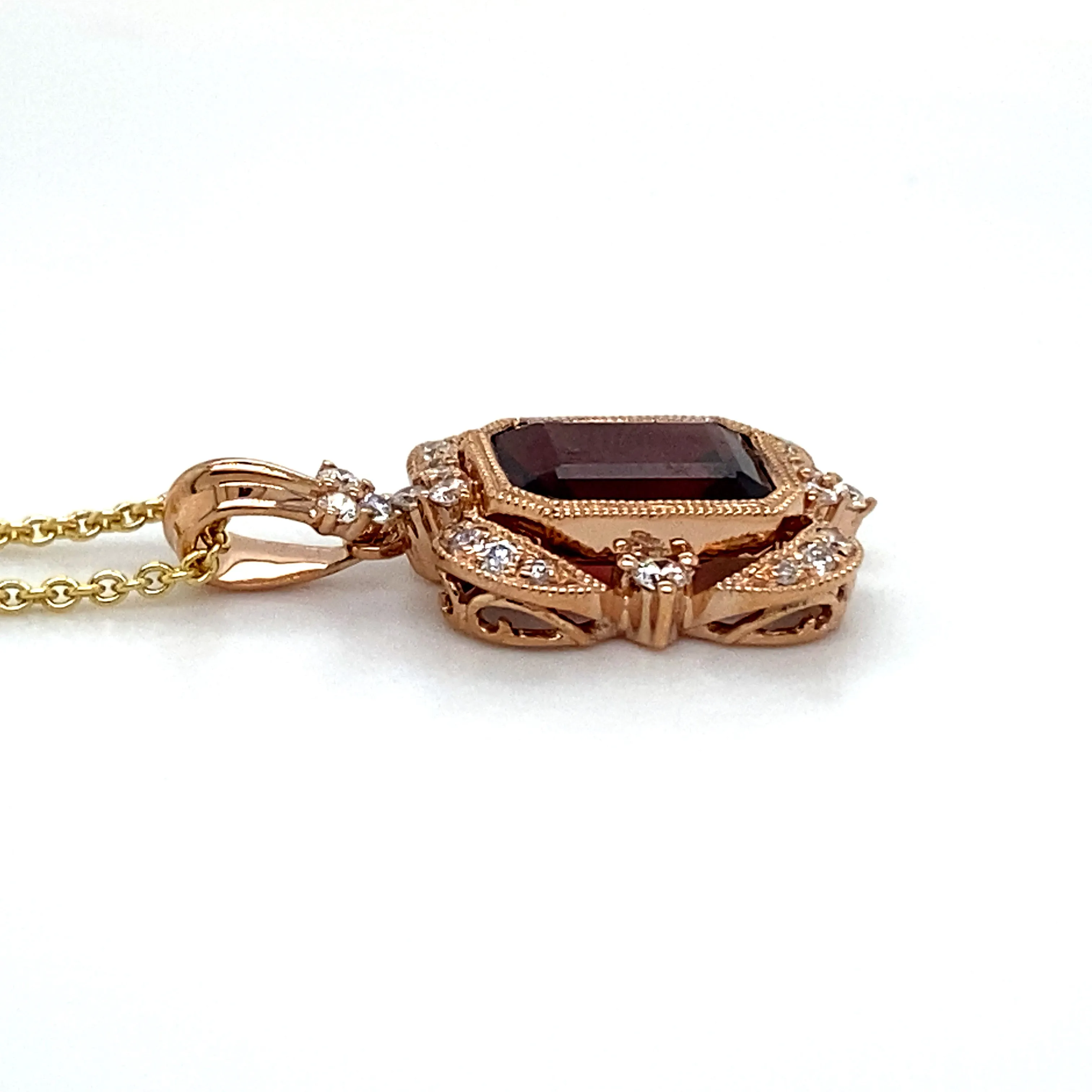 Garnet and Diamond Pendant Necklace