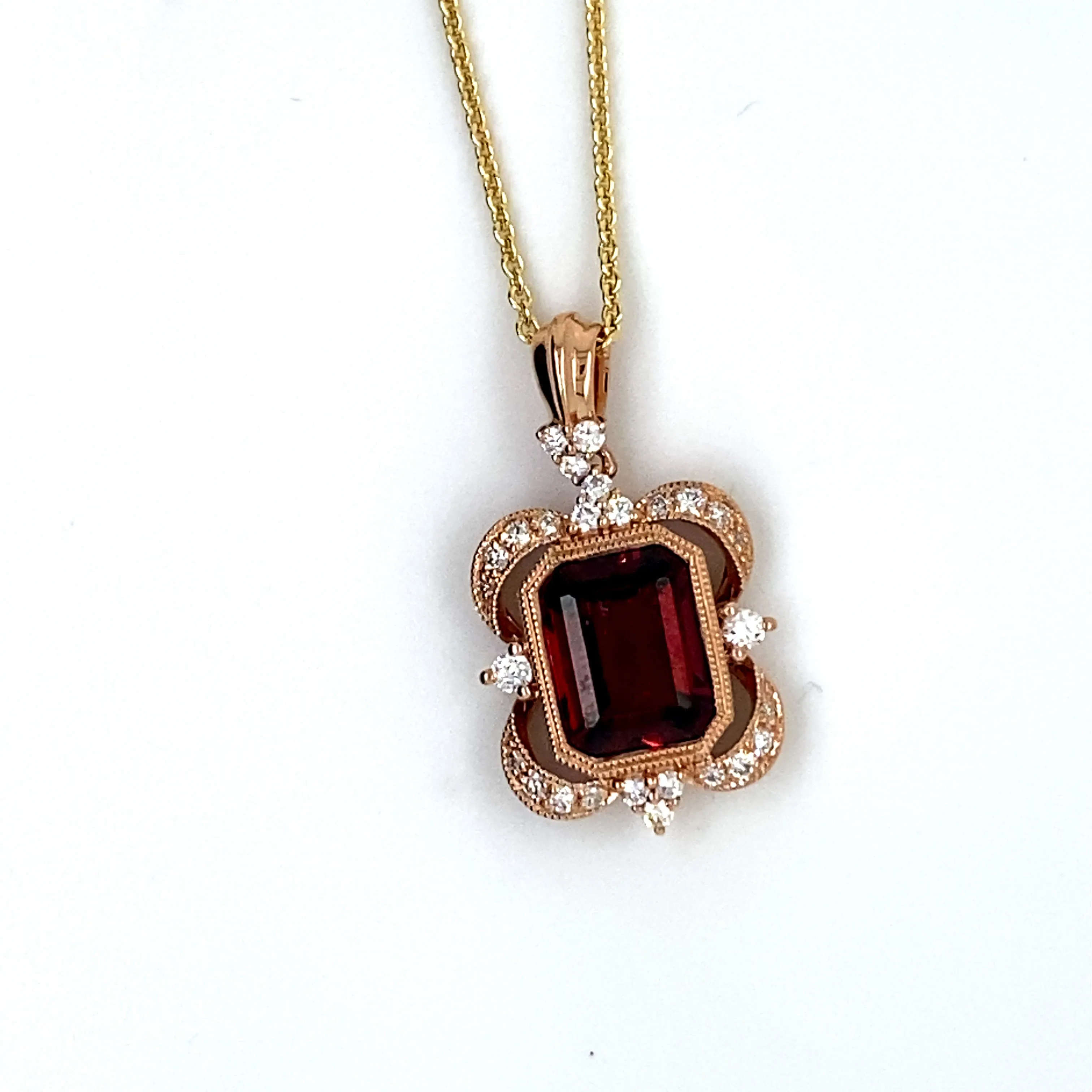 Garnet and Diamond Pendant Necklace