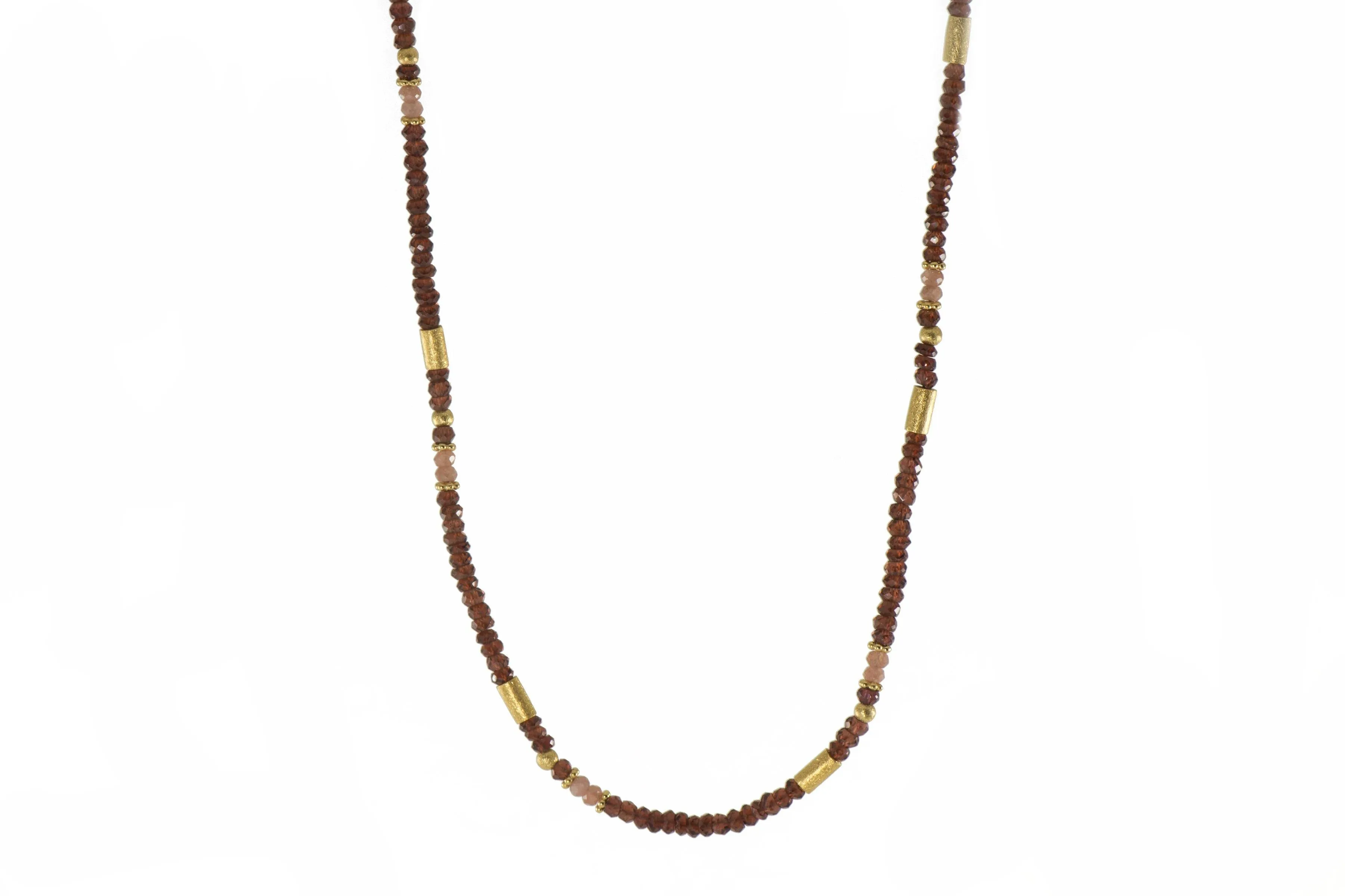 Garnet and Moonstone 3mm Necklace 24K Fair Trade Gold Vermeil