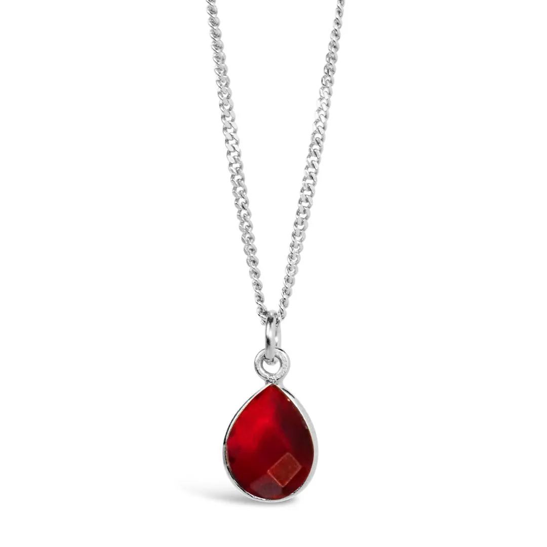 Garnet Charm Necklace | Silver | January