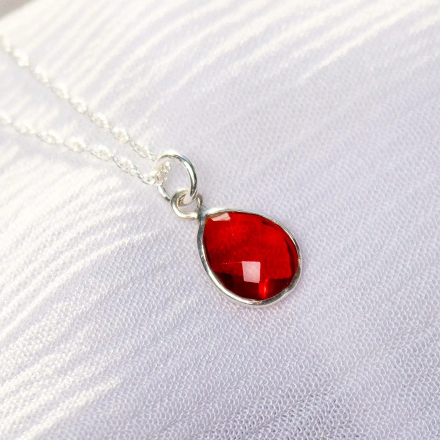 Garnet Charm Necklace | Silver | January