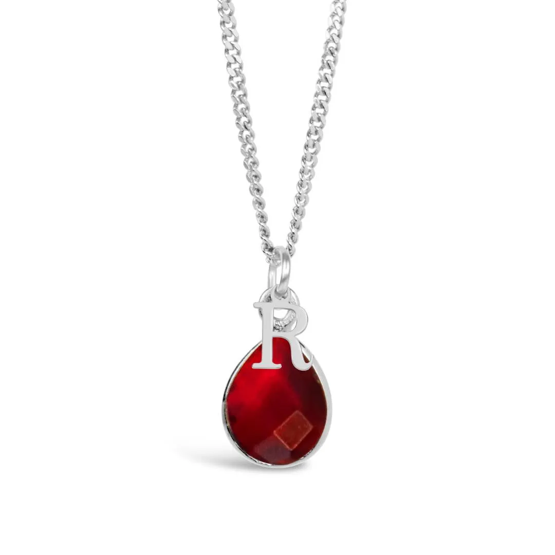 Garnet Charm Necklace | Silver | January