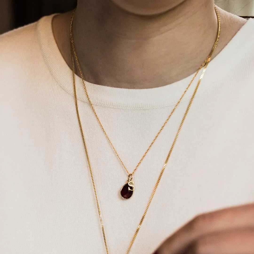 Garnet Charm Necklace | Silver | January